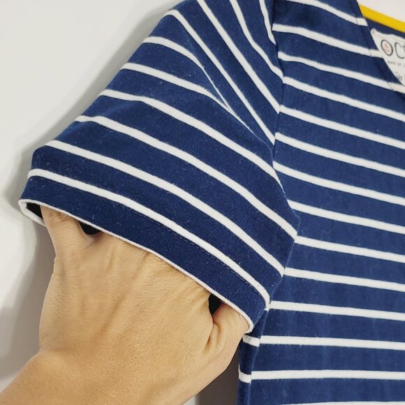 Oceana Blue White Striped Short Sleeve  T-Shirt Cotton Blend Jersey Dress Sz XS - Picture 3 of 10